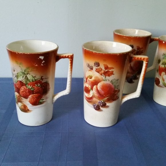 Antique Dresden China Porcelain Mugs Set of 4 Dresden China - Picture 3 of 15